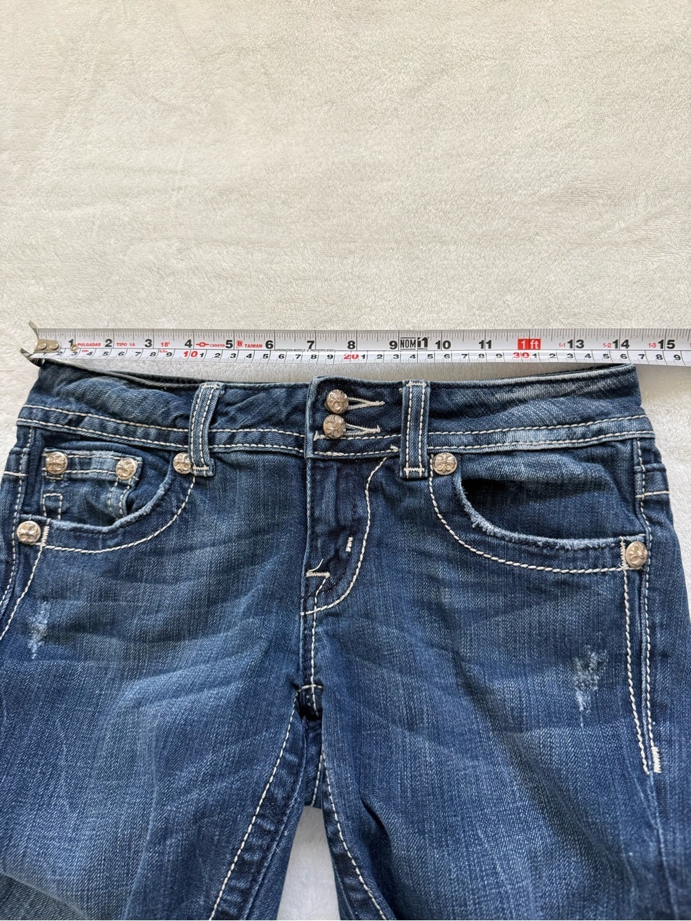 Miss Me Bootcut Jeans Size 27 Embellished Flap Pocket Y2K Denim - Picture 15 of 15